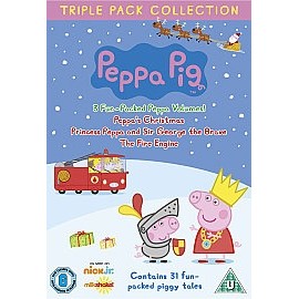 Peppa Pig Triple Pack Collection DVD - Peppa's Christmas, Princess Peppa and Sir George the Brave, The Fire Engine