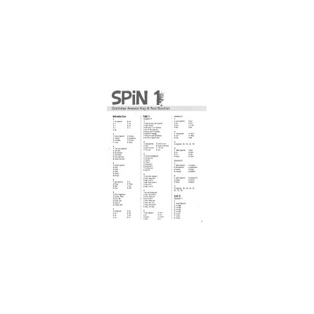 Spin 1 Grammar Answer Key & Test Booklet Spin 1 Grammar Answer Key & Test Booklet