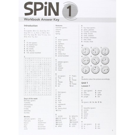 Spin 1 Workbook Answer Key Spin 1 Workbook Answer Key