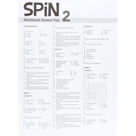 Spin 2 Workbook Answer Key Spin 2 Workbook Answer Key